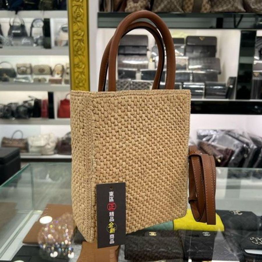 東區正精品㊣LOEWE A5683S30X05 全新草編黑字直式手提包斜背包兩用包RZ4059-5
