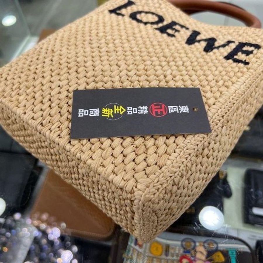 東區正精品㊣LOEWE A5683S30X05 全新草編黑字直式手提包斜背包兩用包RZ4059-6