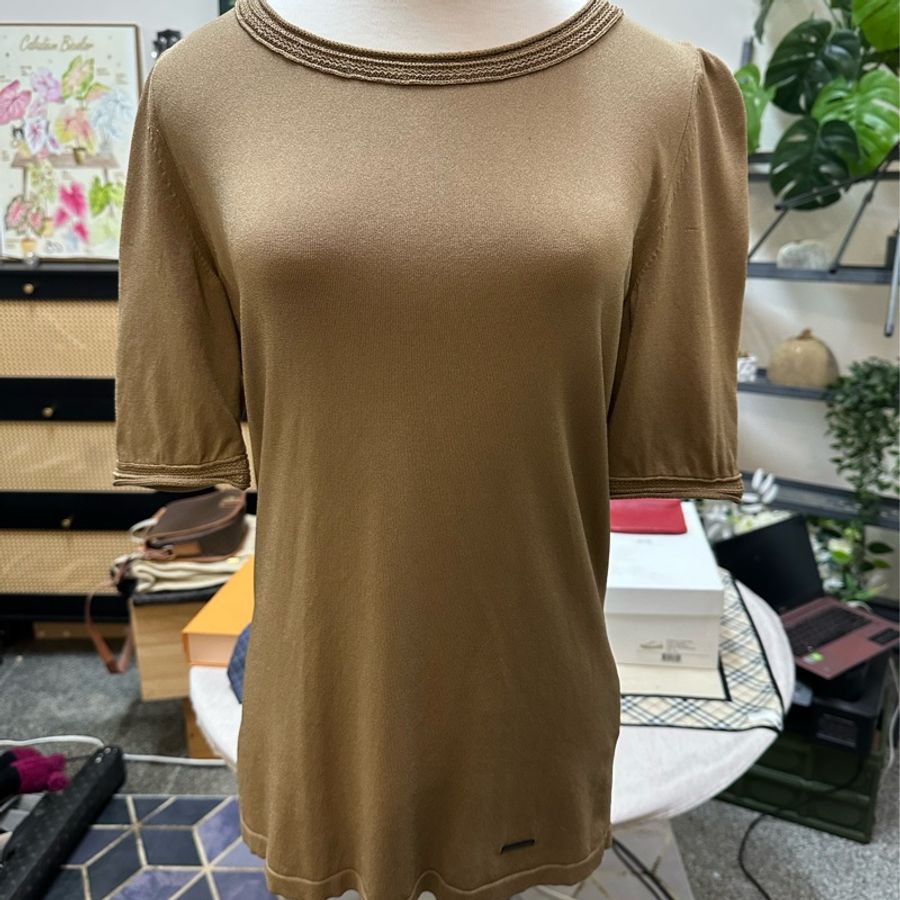 Burberry 棕色圓領上衣-0