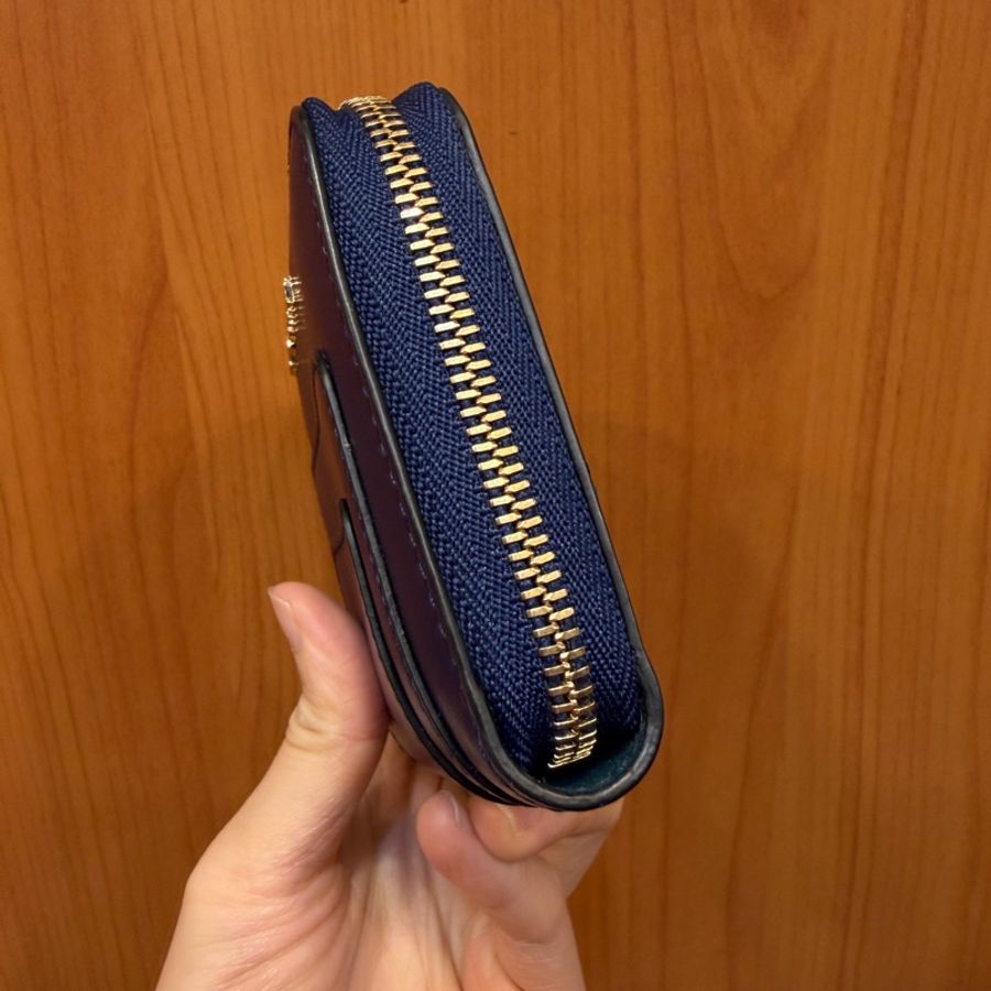 Bvlgari 深藍牛皮金釦Forever 蛇頭ㄇ拉零錢卡包-2