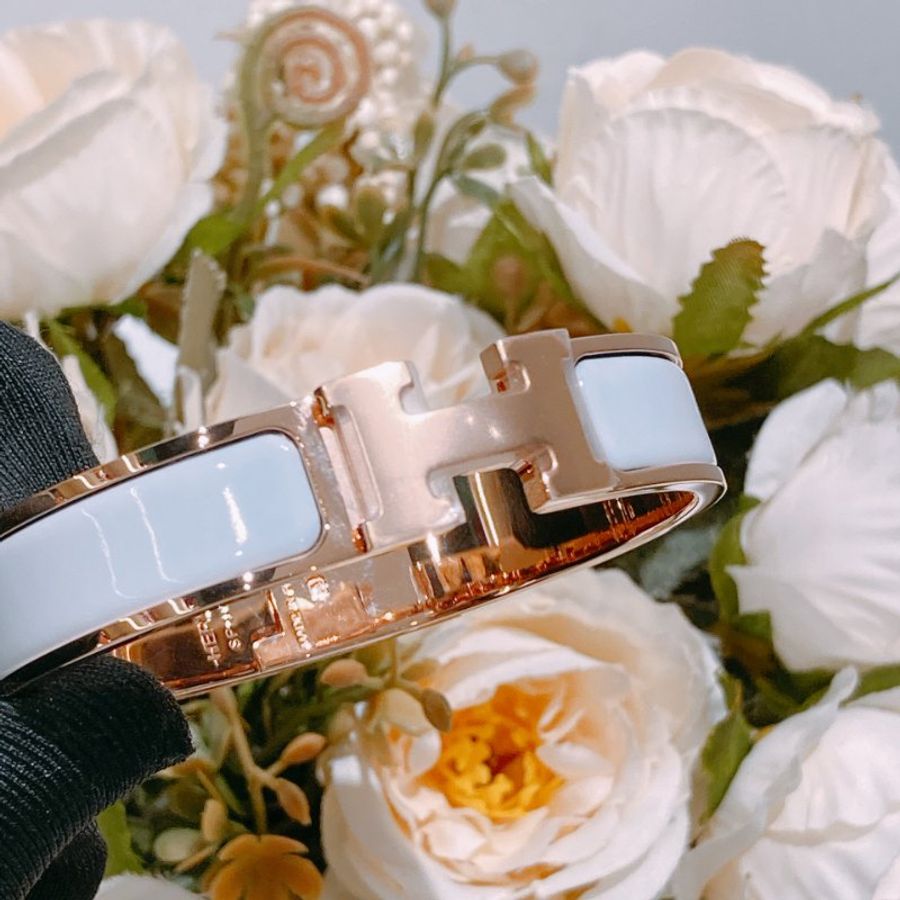 TW4739 Hermes 愛馬仕H扣手鐲 白色玫瑰金 Clic H Bracelet PM Blanc x RGHW-5