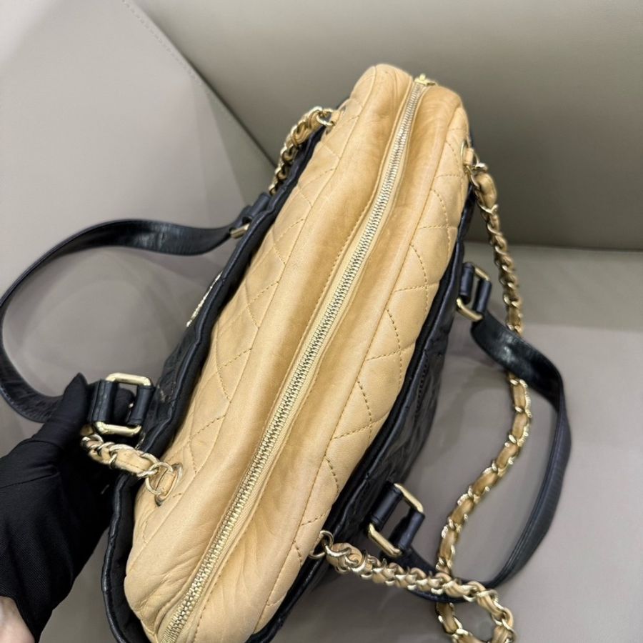 Chanel 黑金油臘皮2ways托特肩背包34*27 98新配件塵袋-3