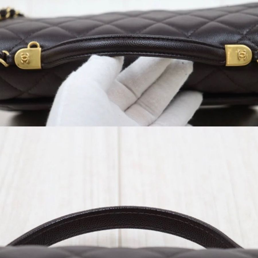「JL精品代購」98新 Chanel 香奈兒22k 荔枝牛皮 手提/肩背包 ic芯片款-5