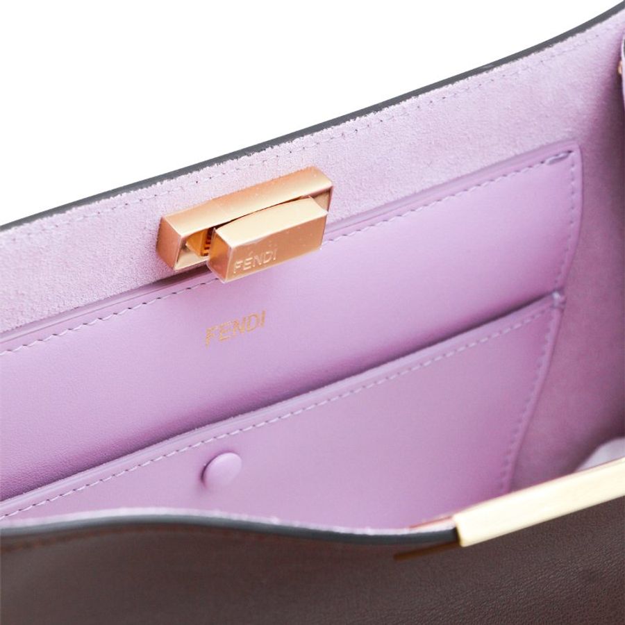 ⏰限時特賣價🌺Fendi Way 8BN368 中款深棕色皮革和紫羅蘭色麂皮包-11