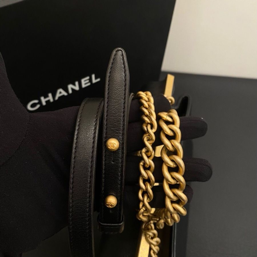 香奈兒Chanel 黑金小羊皮雙子星鏈條包,double sides雙面單肩包-4