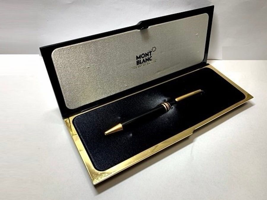 真品MONTBLANC 萬寶龍 Meisterstück 大師傑作(大班)鍍黃金經典原子筆 附盒裝保單-0