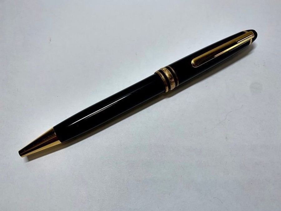 真品MONTBLANC 萬寶龍 Meisterstück 大師傑作(大班)鍍黃金經典原子筆 附盒裝保單-2