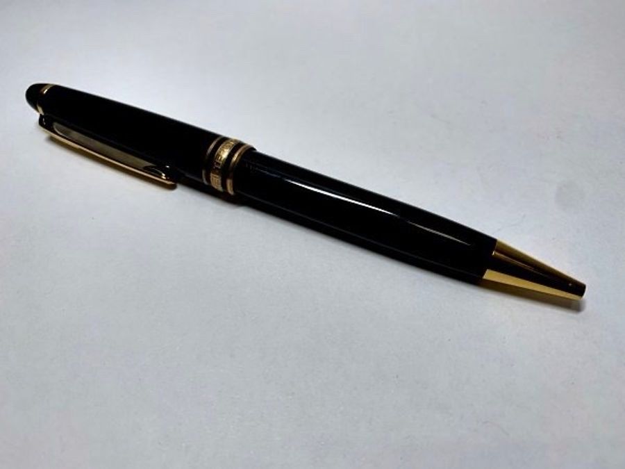 真品MONTBLANC 萬寶龍 Meisterstück 大師傑作(大班)鍍黃金經典原子筆 附盒裝保單-10