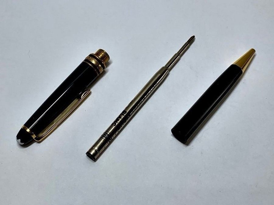 真品MONTBLANC 萬寶龍 Meisterstück 大師傑作(大班)鍍黃金經典原子筆 附盒裝保單-14