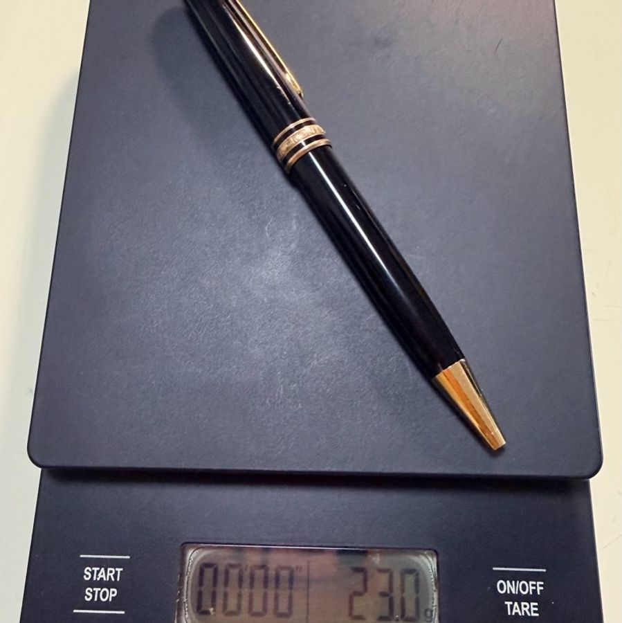 真品MONTBLANC 萬寶龍 Meisterstück 大師傑作(大班)鍍黃金經典原子筆 附盒裝保單-26