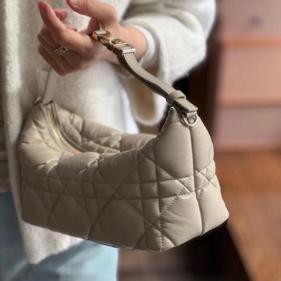 DIOR Travel Nomad Medium 奶茶色金扣飯盒包-1