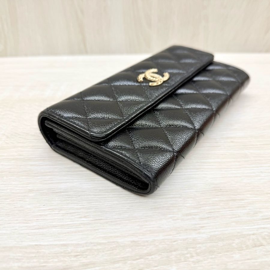 CHANEL季節限定✨黑荔枝牛皮限量款長夾AP3052-3