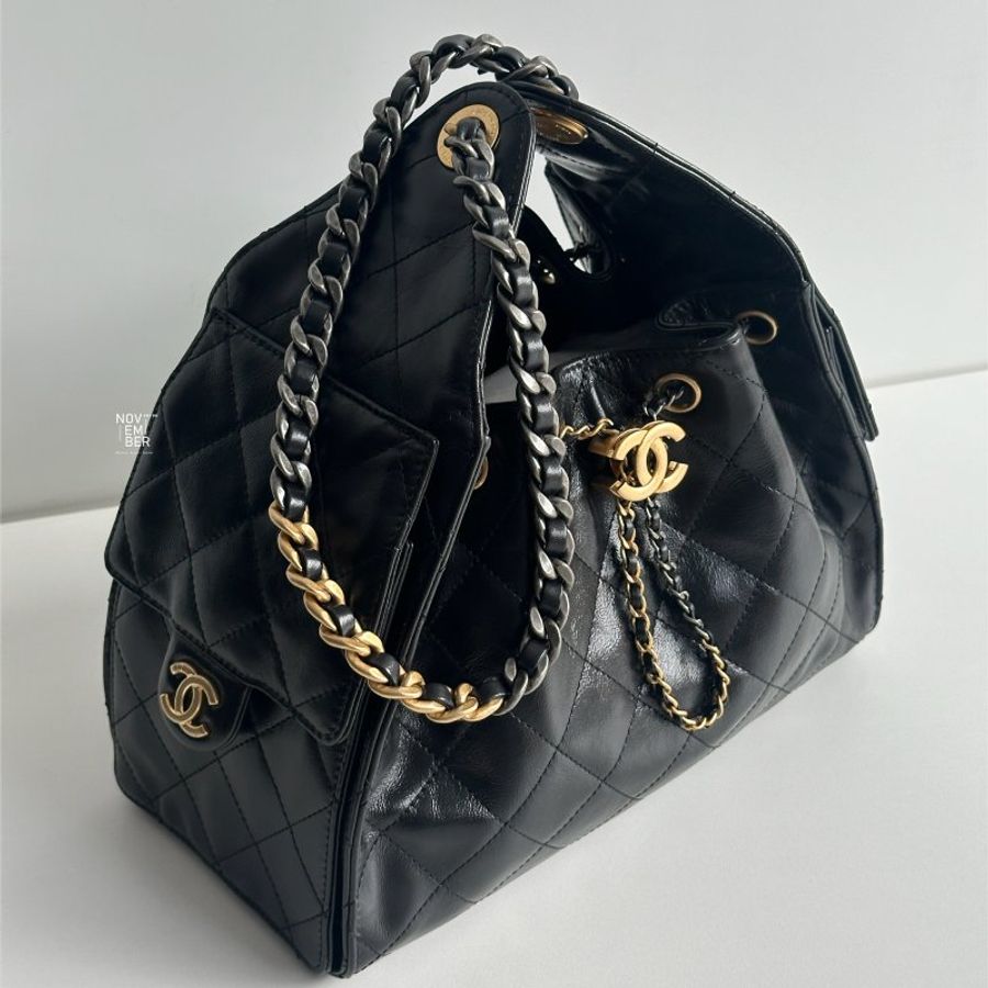 全新有購證🖤 爆款包包❤️🔥 Chanel 香奈兒 25 Hobo Bag 黑金小號-2