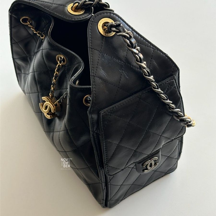 全新有購證🖤 爆款包包❤️🔥 Chanel 香奈兒 25 Hobo Bag 黑金小號-4