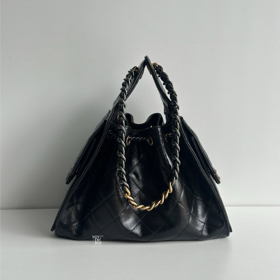 全新有購證🖤 爆款包包❤️🔥 Chanel 香奈兒 25 Hobo Bag 黑金小號-5