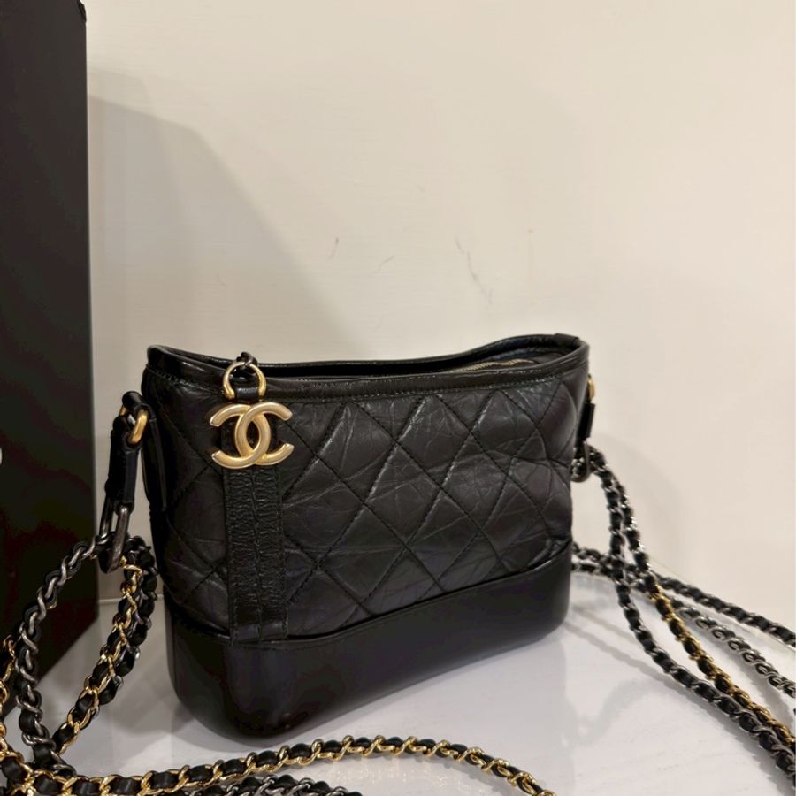全網最低價😍Chanel香奈兒黑金小號流浪包單肩斜挎包-9