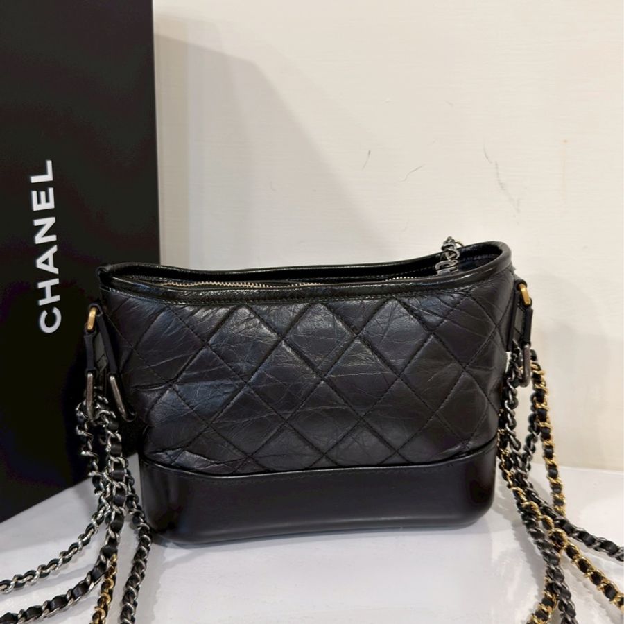 全網最低價😍Chanel香奈兒黑金小號流浪包單肩斜挎包-12