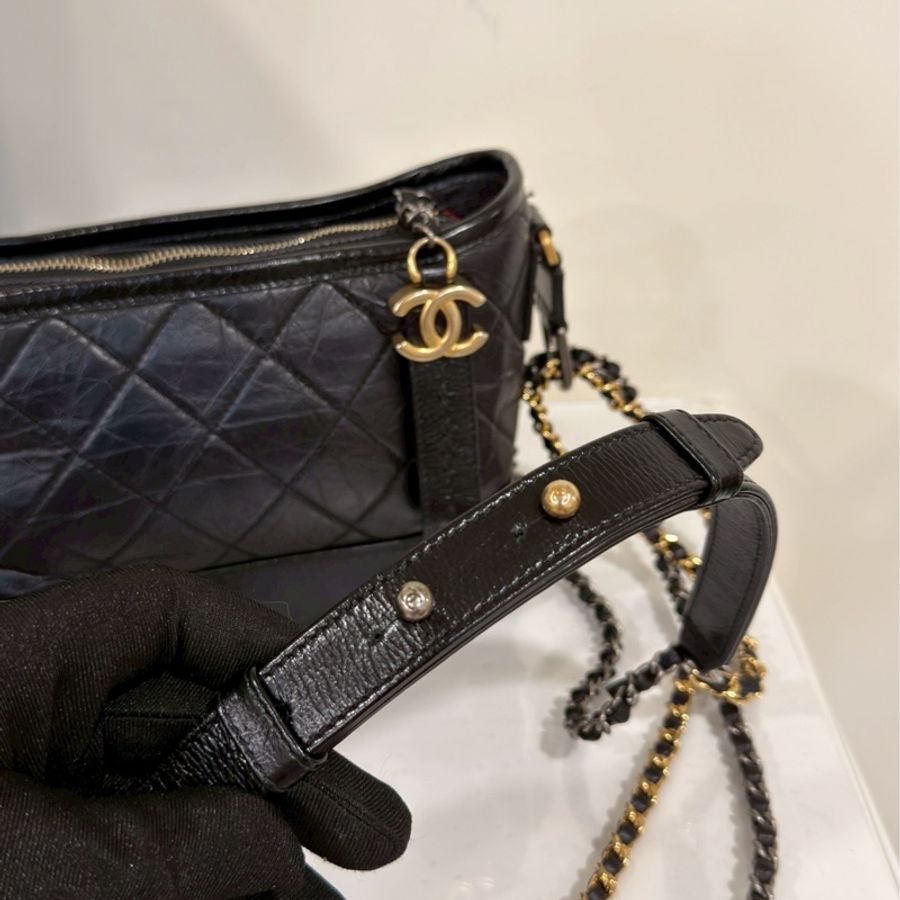 全網最低價😍Chanel香奈兒黑金小號流浪包單肩斜挎包-18