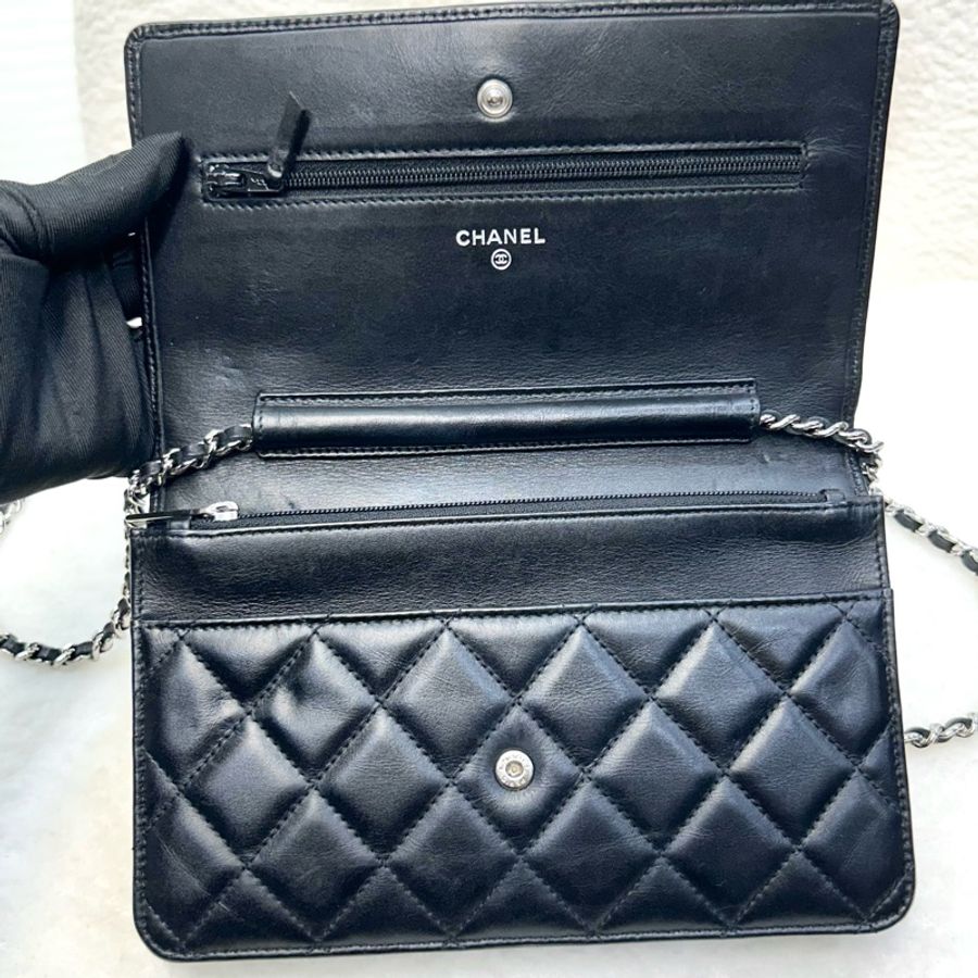 Chanel 香奈兒 康朋大C Cambon WOC 黑銀小牛皮鏈包 A46645-19