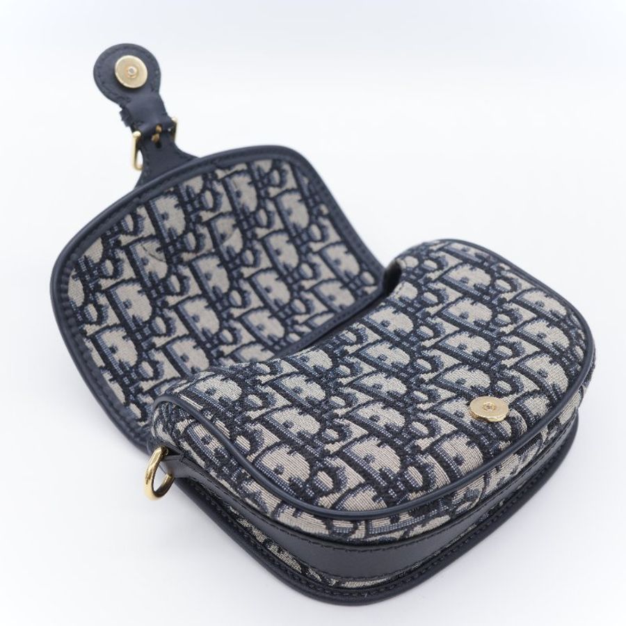 Dior 迪奧 Bobby Bag 小號 經典藍色 緹花帆布 斜背包 肩背包-12