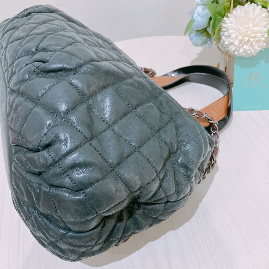 TK1955 香奈兒 牛皮皮革 鏈帶手挽肩背 Black Quilted Iridescent Calfskin Leather Small In-The-Mix Tote Bag-6