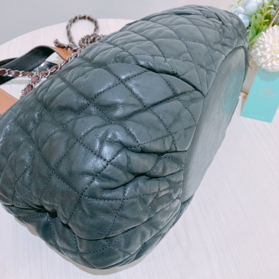 TK1955 香奈兒 牛皮皮革 鏈帶手挽肩背 Black Quilted Iridescent Calfskin Leather Small In-The-Mix Tote Bag-7