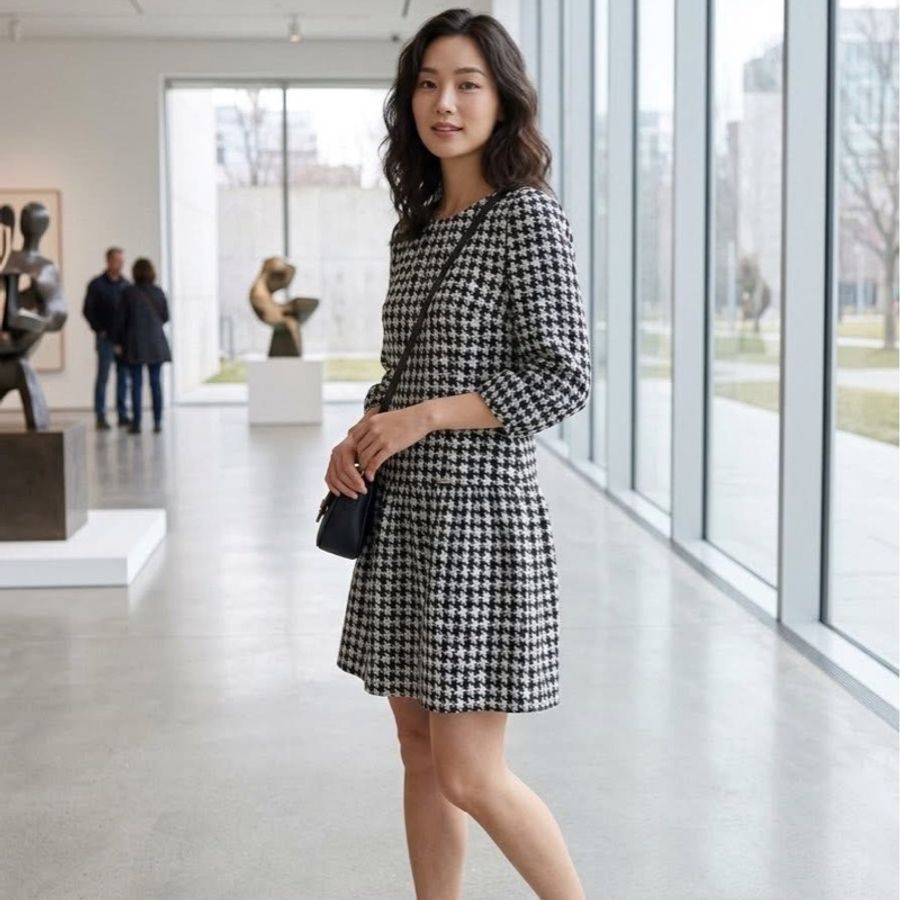 BURBERRY 藍標千鳥格紋洋裝-0