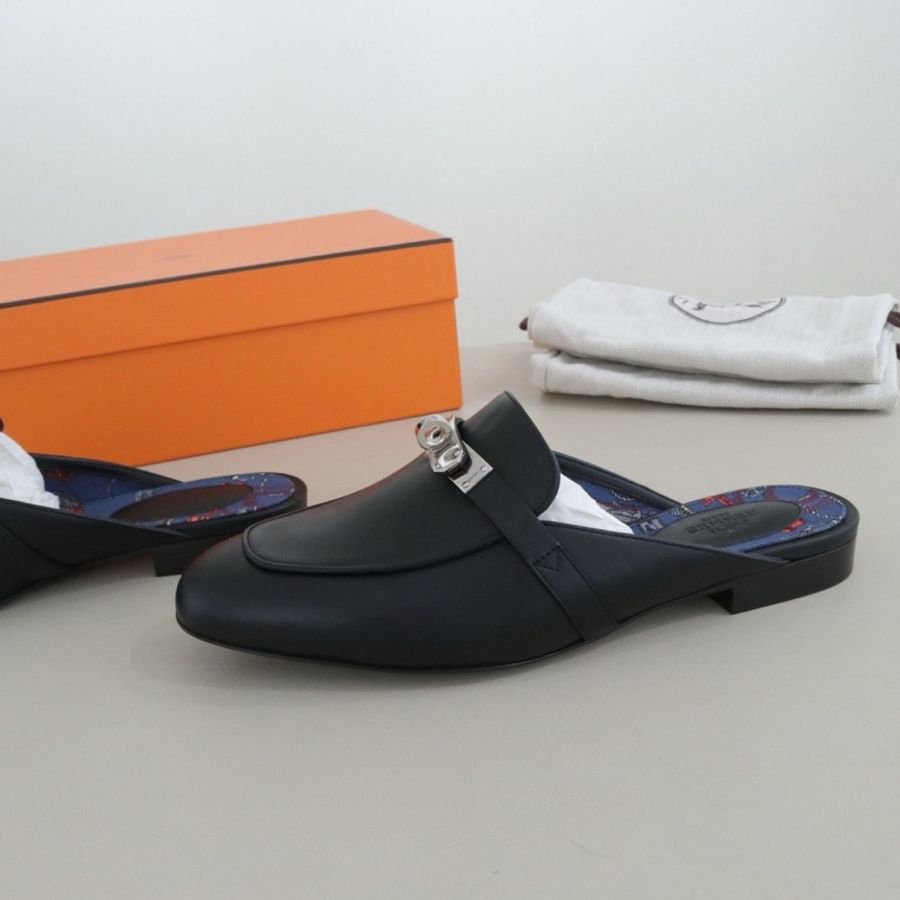 閒置新 Hermès 愛馬仕 Oz穆勒拖鞋女鞋,37碼,配件盒子防塵袋-2