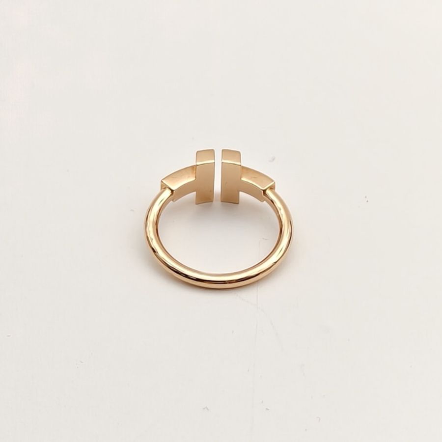 TIFFANY&CO 半貝母線圈戒指18K玫瑰金/鑽石/白貝母52-3