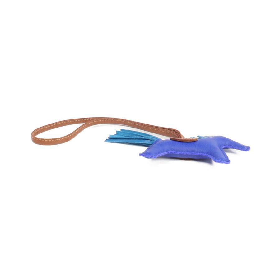 HERMES Milo皮革Rodeo PM掛飾Bleu Electrique-2