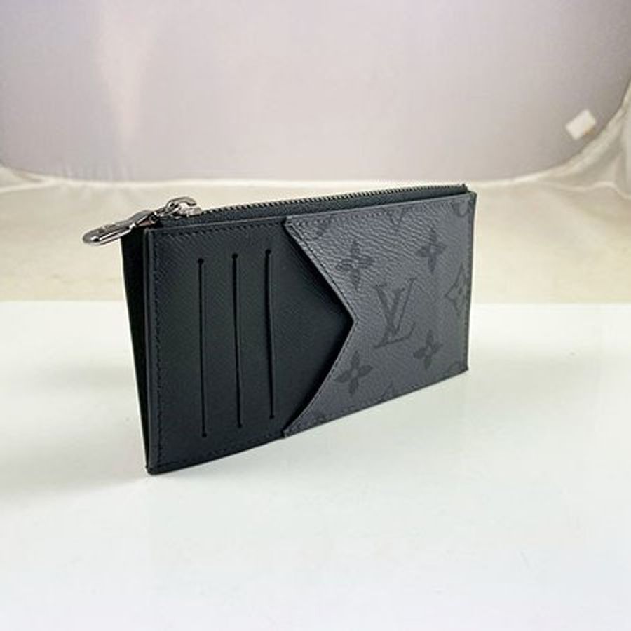 *奢華大道國際精品*【L3319】LV黑灰原花拼牛皮零錢卡片包 M69533-1