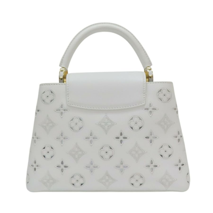 白色 原花縷空刺繡 牛皮 Capucines 兩用包【LOUIS VUITTON LV 路易威登】 M22863-1