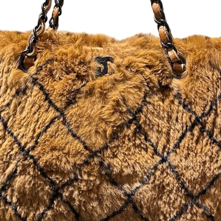Used CHANEL Vintage Handbag Brown Black-4