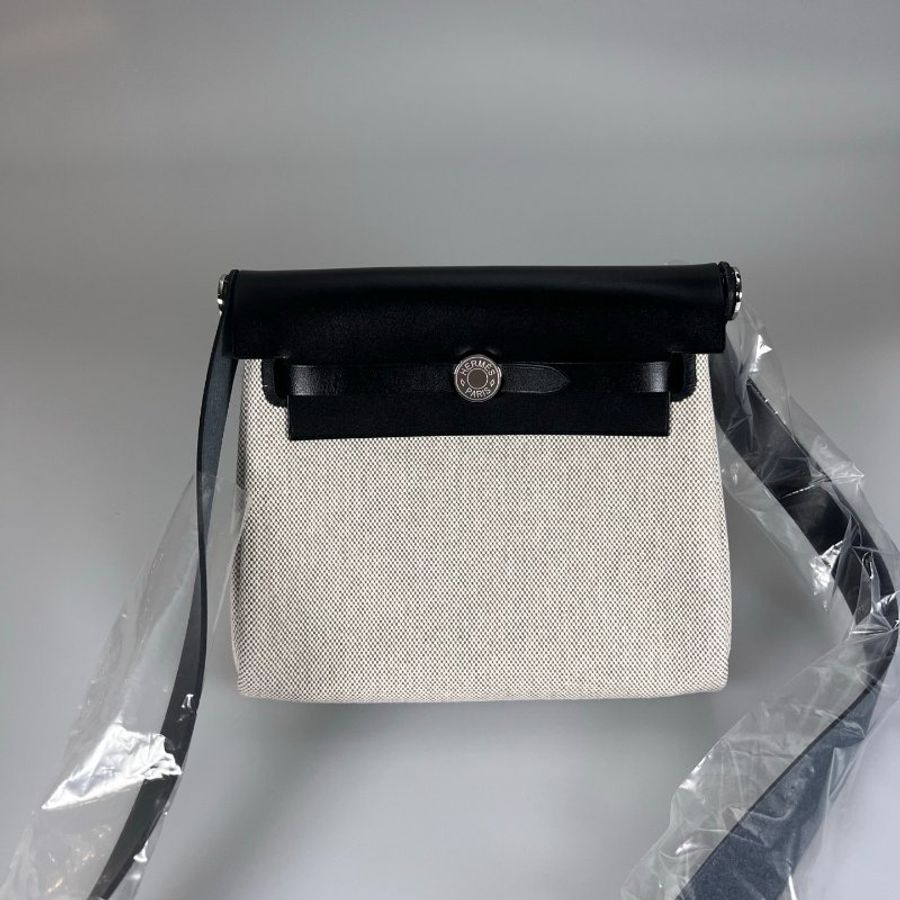 全新品 HERMES K刻 黑白帆布HERBAG MINI-1
