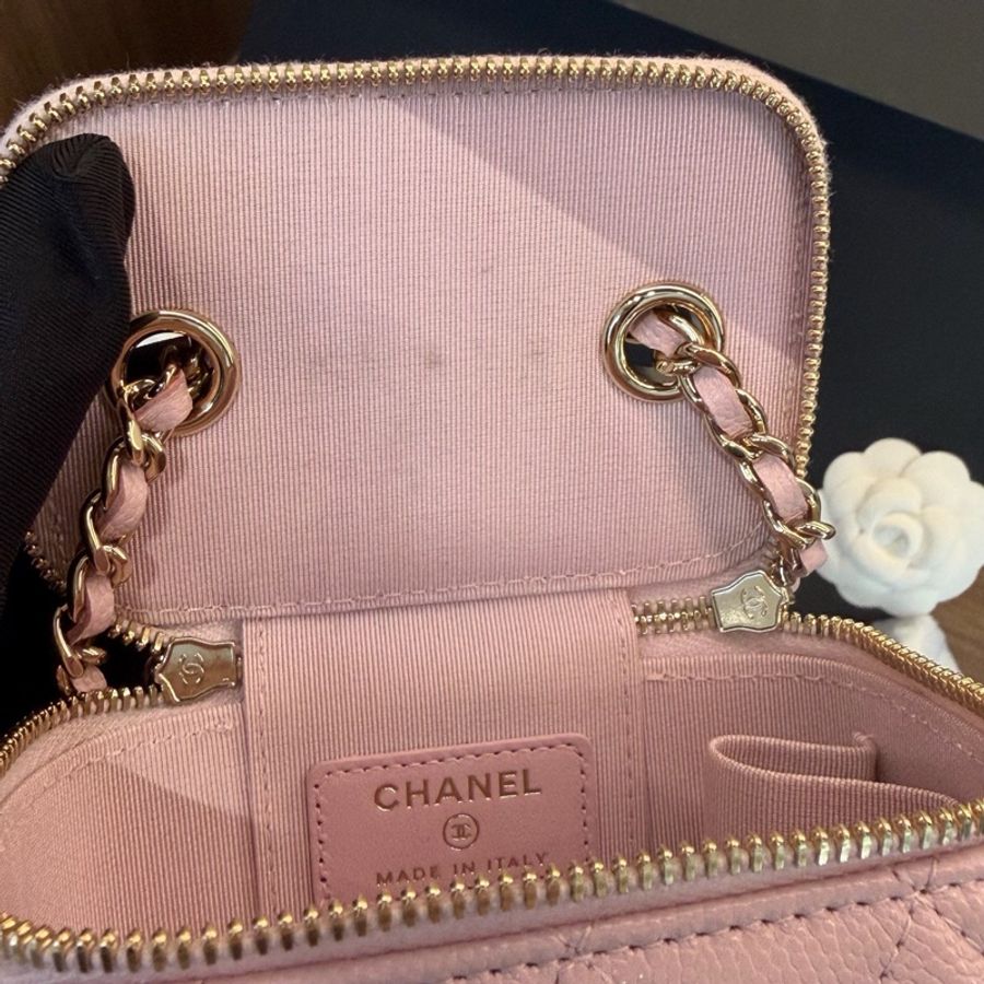 【95新 ✨ 全網最低價!】Chanel香奈兒 櫻花粉 金扣 小盒子 荔枝牛皮 (下單前先詢問庫存❗️)-5