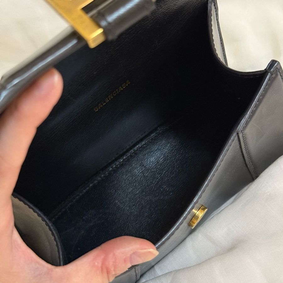 Balenciaga 巴黎世家 光面牛皮 沙漏包XS 黑色-9