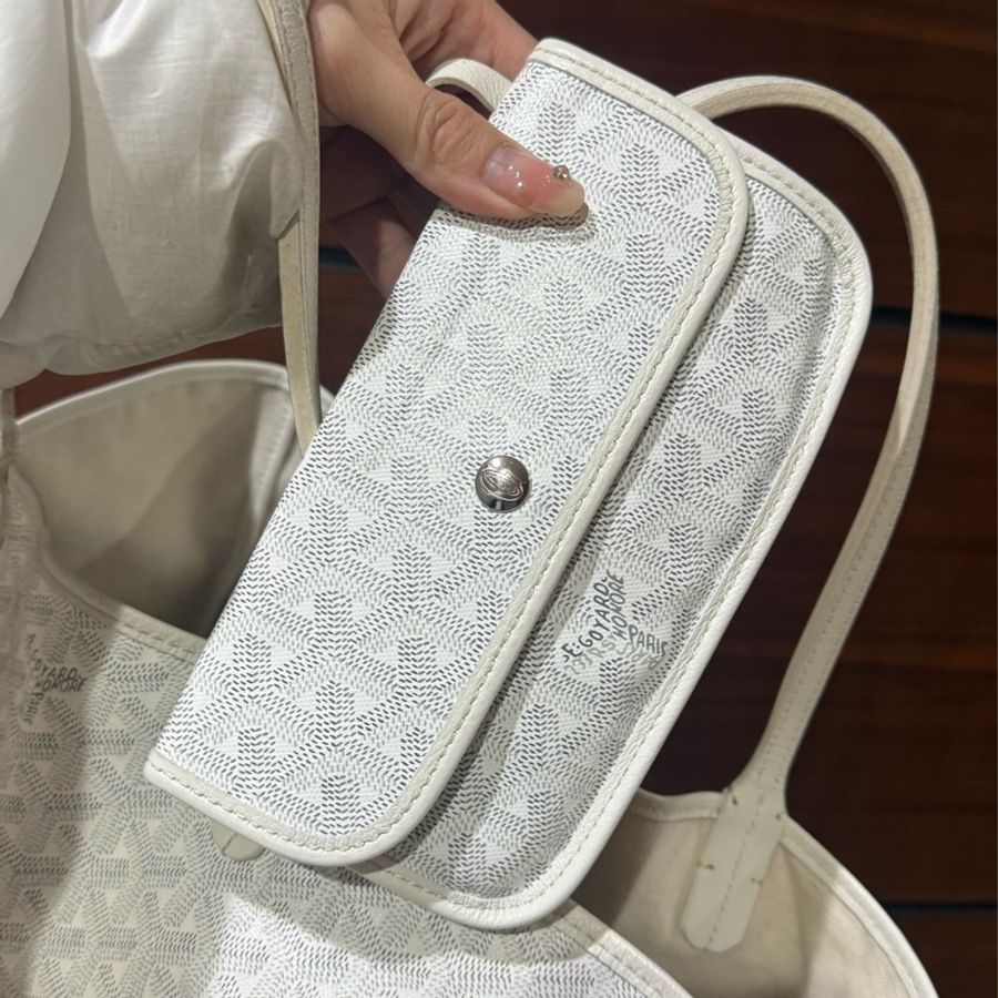 goyard tote pm 托特包 Saint Louis PM 白色 Goyard 最經典的入門款 防水 子母包-2