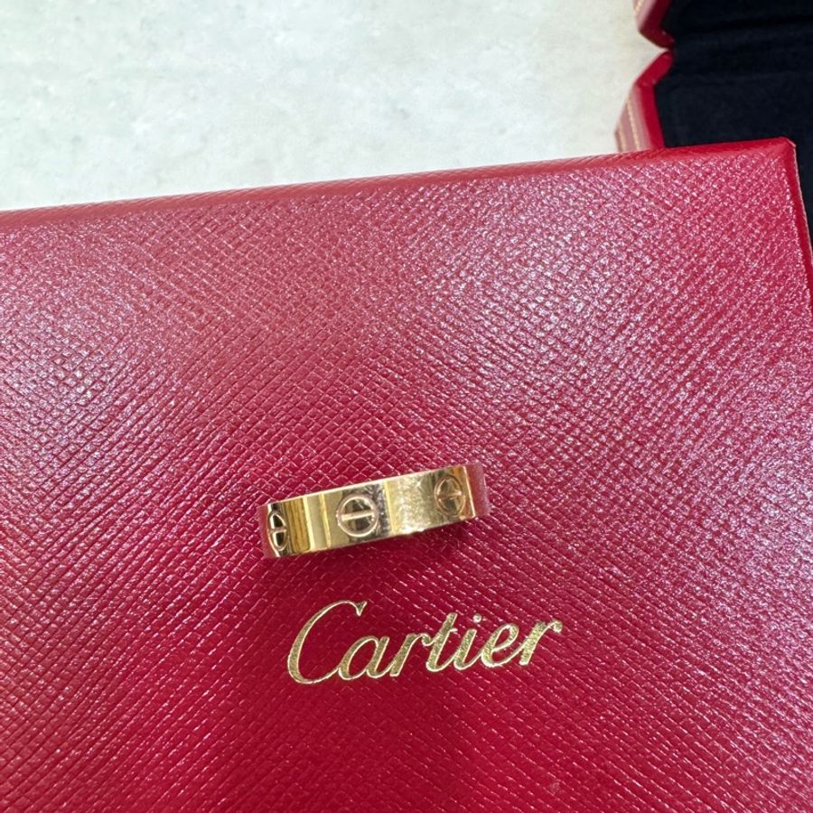 Cartier 卡地亞 LOVE 單鑽戒18K玫瑰金750經典螺絲設計戒指B4050749-6