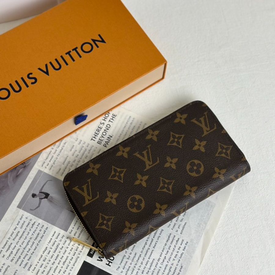 LOUIS VUITTON 經典老花拉鍊長夾 - 棕-0