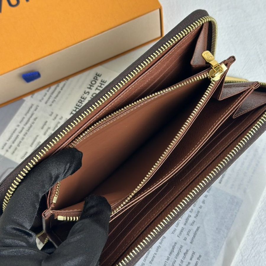LOUIS VUITTON 經典老花拉鍊長夾 - 棕-5