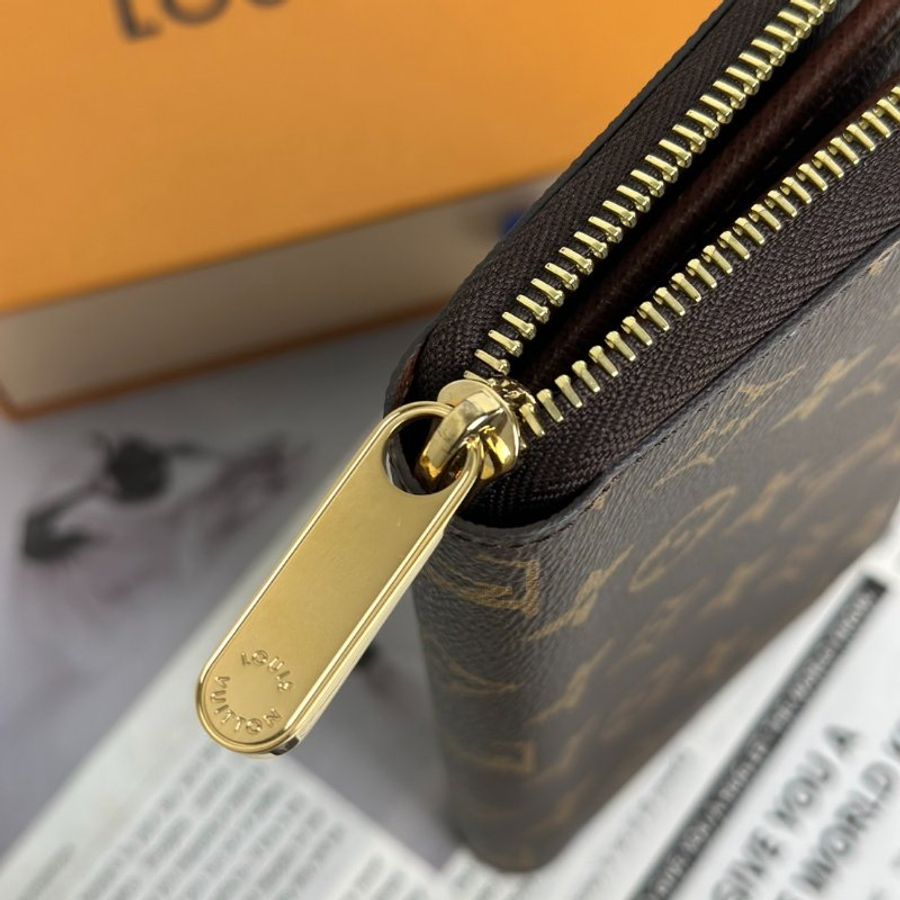 LOUIS VUITTON 經典老花拉鍊長夾 - 棕-6