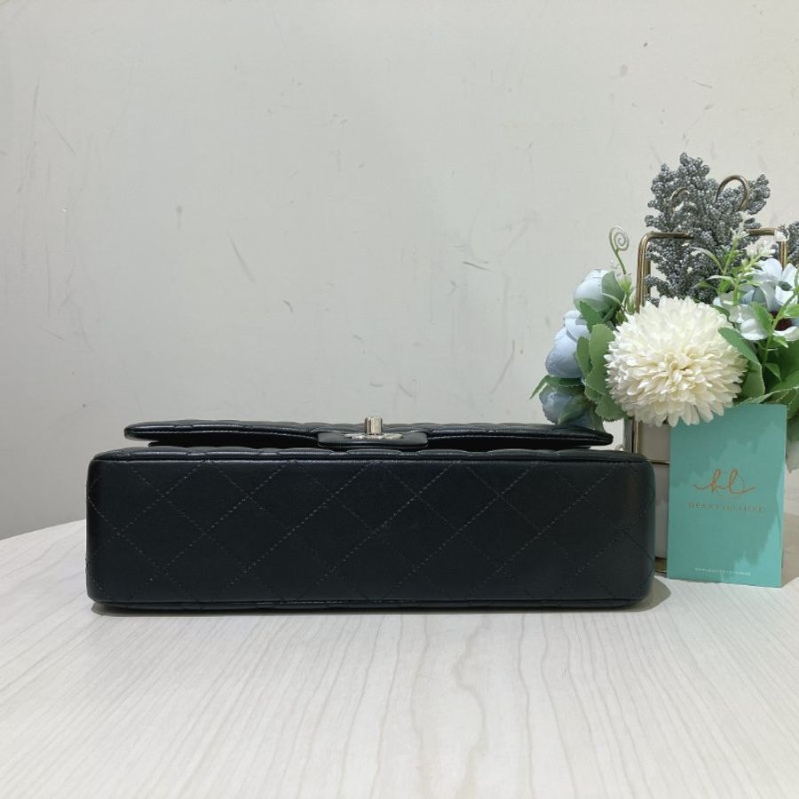 TK1956 香奈兒 經典 羊皮 翻蓋 斜孭 單肩 Double Flap Bag 25cm Lambskin Black X PHW-17