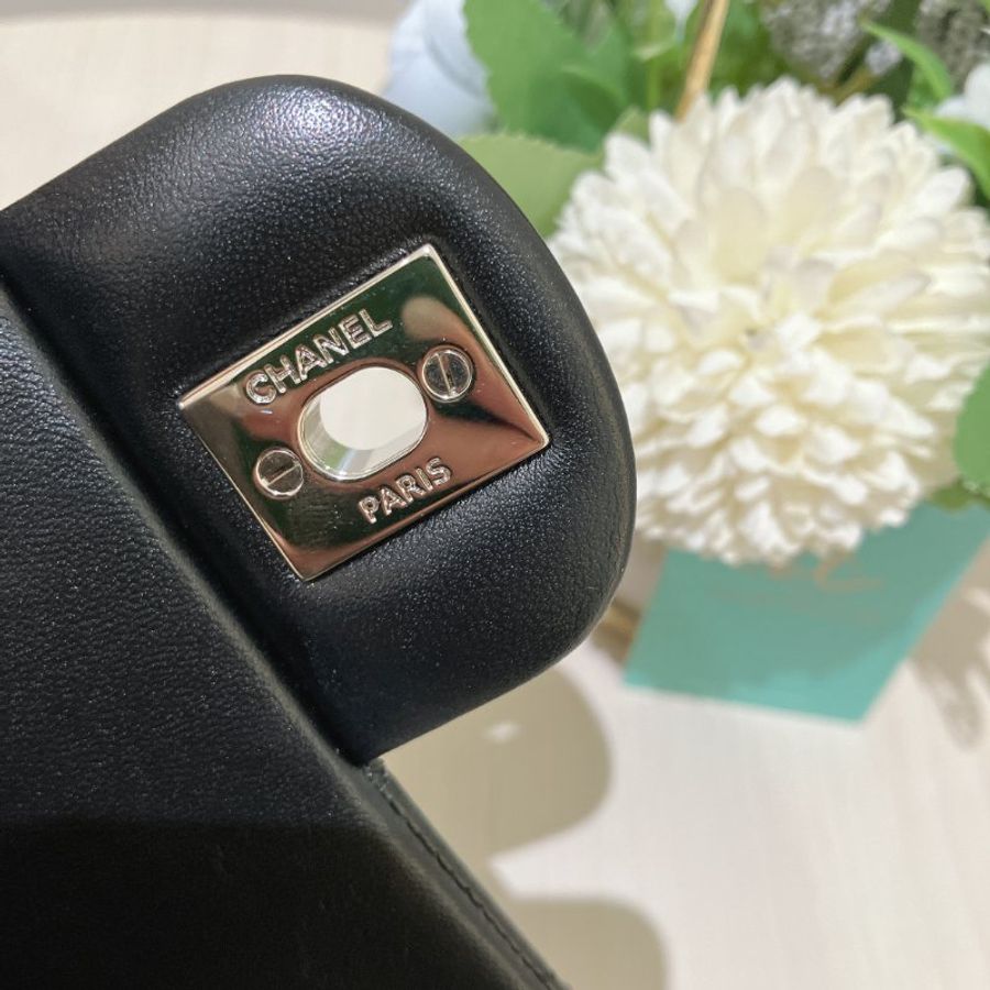 TK1956 香奈兒 經典 羊皮 翻蓋 斜孭 單肩 Double Flap Bag 25cm Lambskin Black X PHW-28
