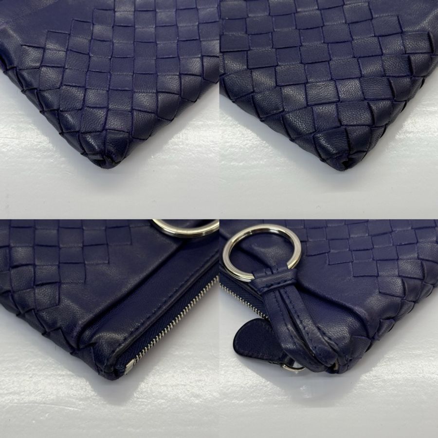 BOTTEGA VENETA 寶緹嘉 藍色編織皮革零錢包 COIN CASE INTRECCIATO-4