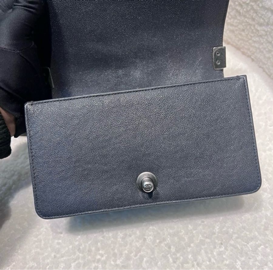 Chanel boy20小號 深藍灰荔枝牛皮-4