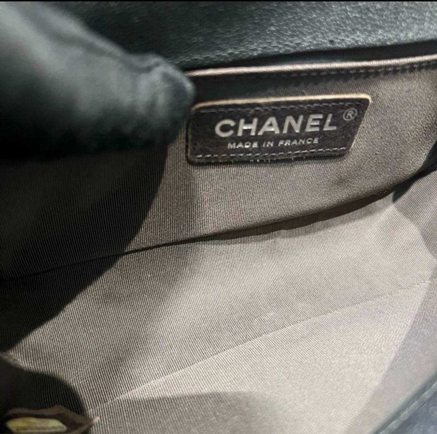 Chanel boy20小號 深藍灰荔枝牛皮-7