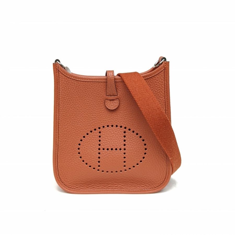 HERMES EvelyneMini16古銅色TC皮B刻銀扣肩背包-0