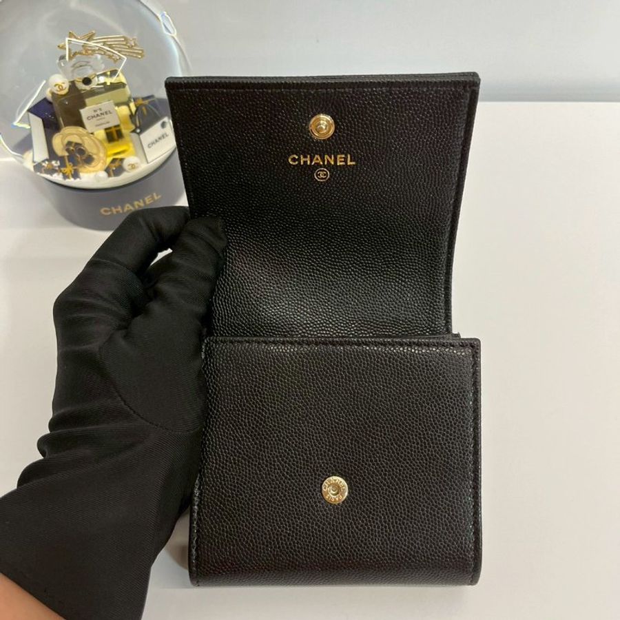 Chanel 短夾 荔枝牛 晶片款復古浮雕雙C-5