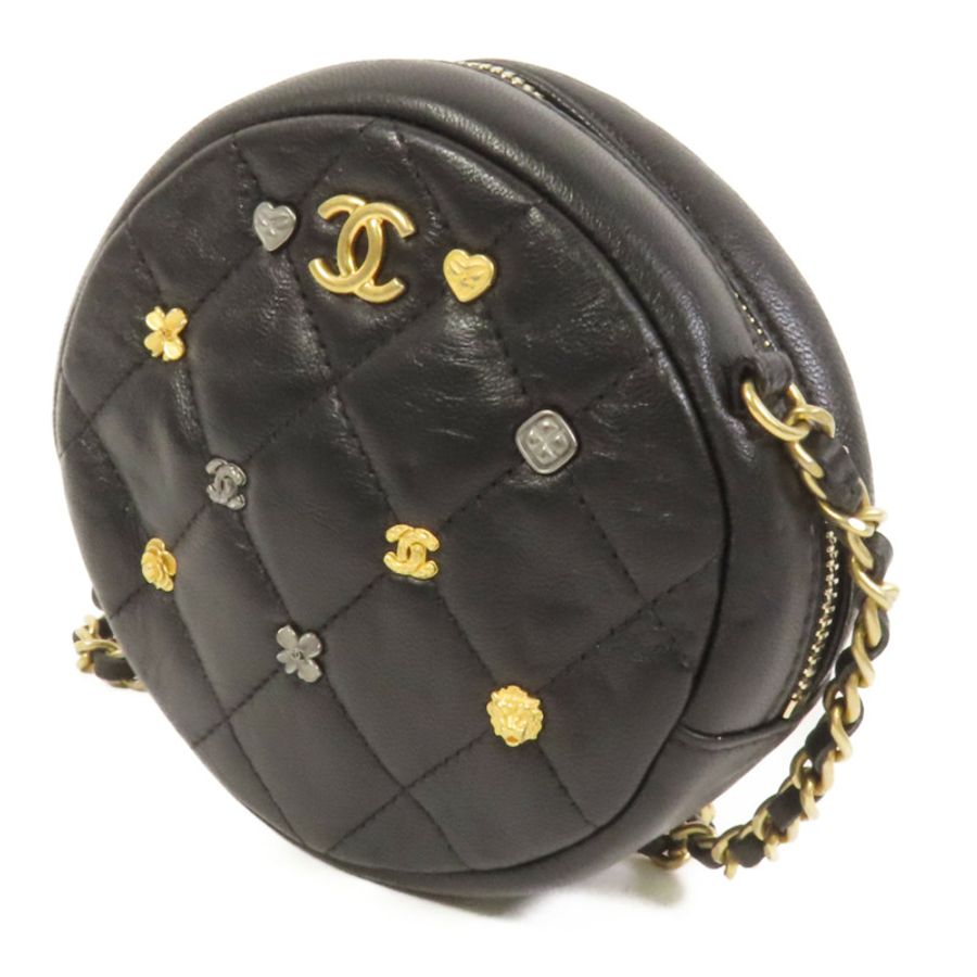 CHANEL 羊皮皮革Chain Shoulder金扣鏈帶肩背袋-2