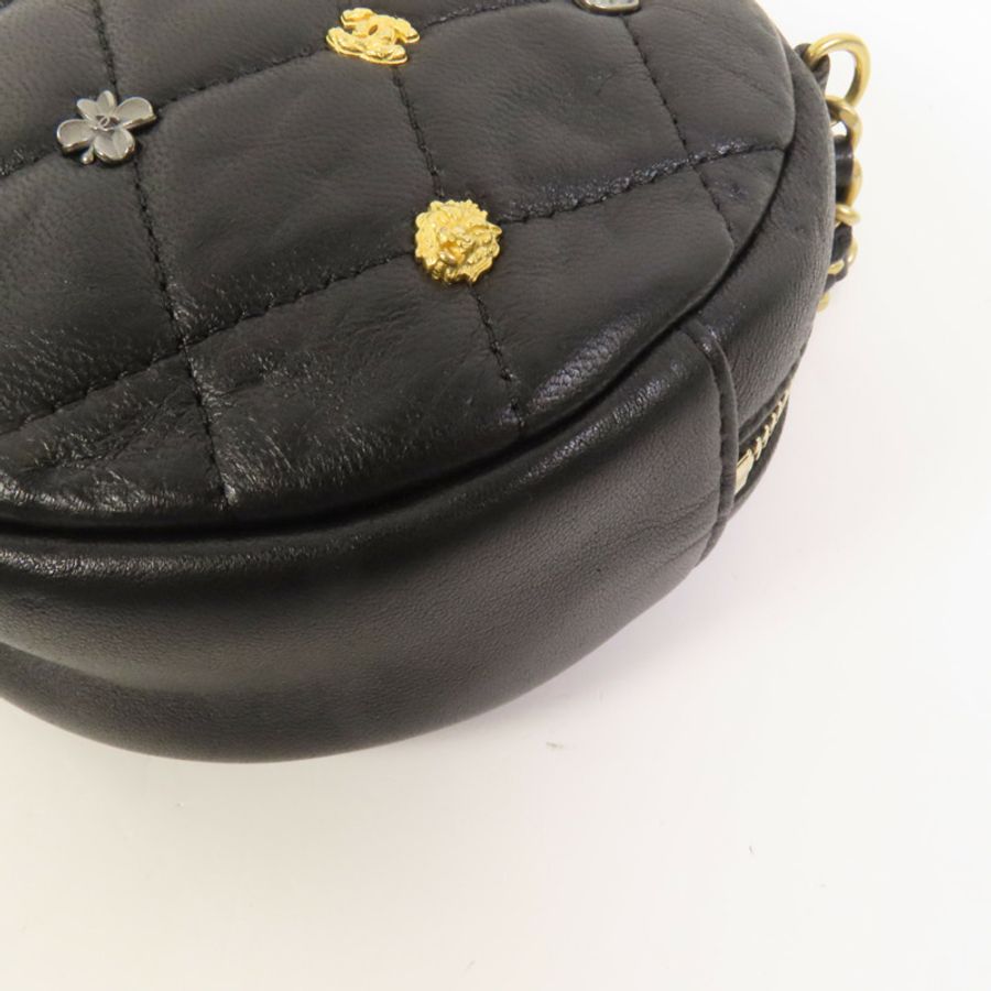 CHANEL 羊皮皮革Chain Shoulder金扣鏈帶肩背袋-12